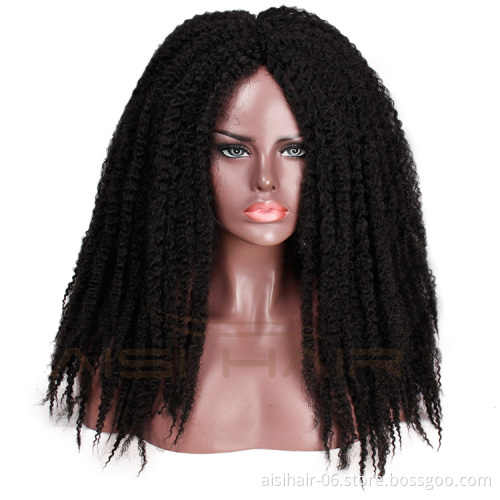 Aisi Hair Synthetic Afro Kinky Curly Hair Braids Dreadlock Marley Braiding Hair Wig Black Ombre Brown for Women